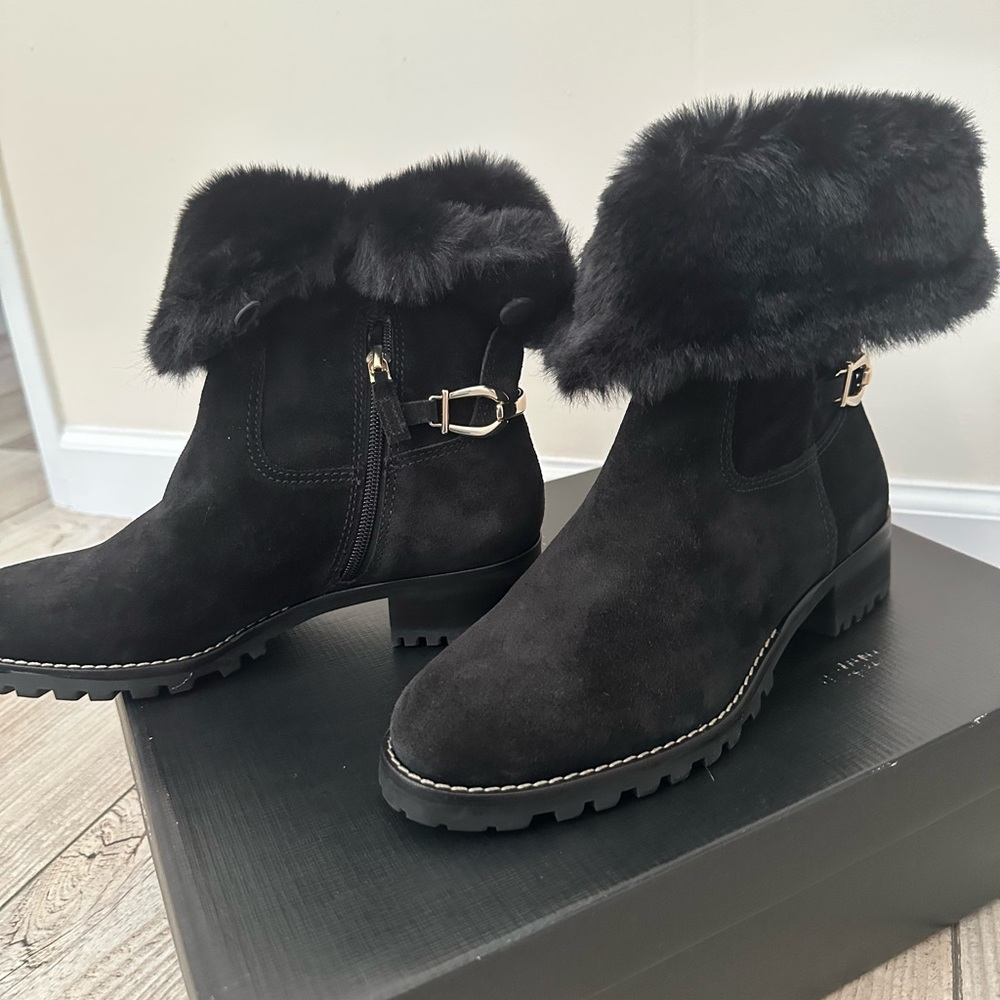 Talbots Black Tish Fold Over Boots Size 8 1/2M